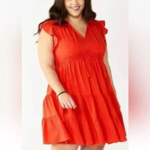 Sonoma Tiered Boho Dress Aloha Orange Womens Size 4X‎ (1489)